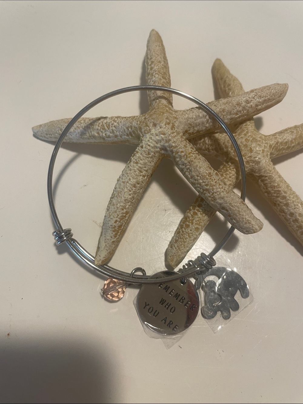 Silver Expandable Charm Bangle Bracelet - "Remember Who You Are"